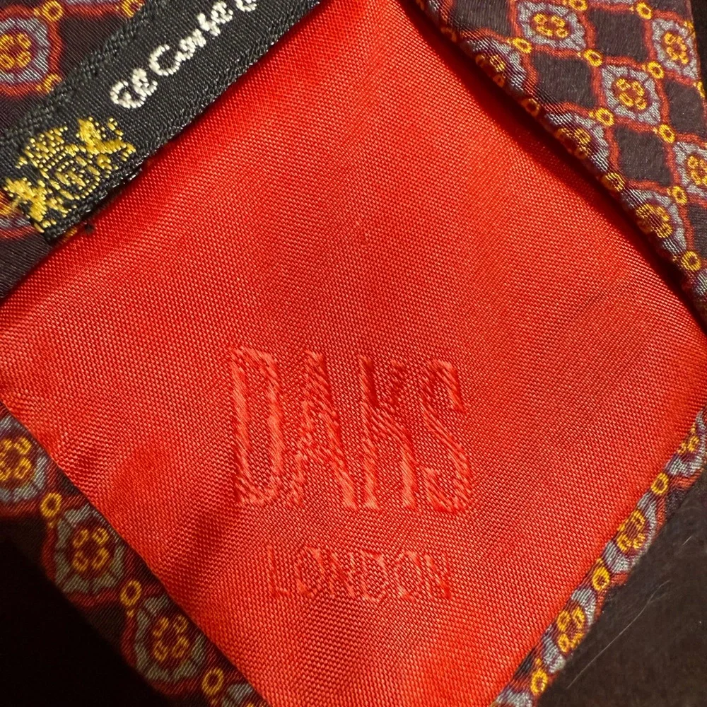 Daks London‎ Red and Black Patterned Men's Tie 60” long Silk
